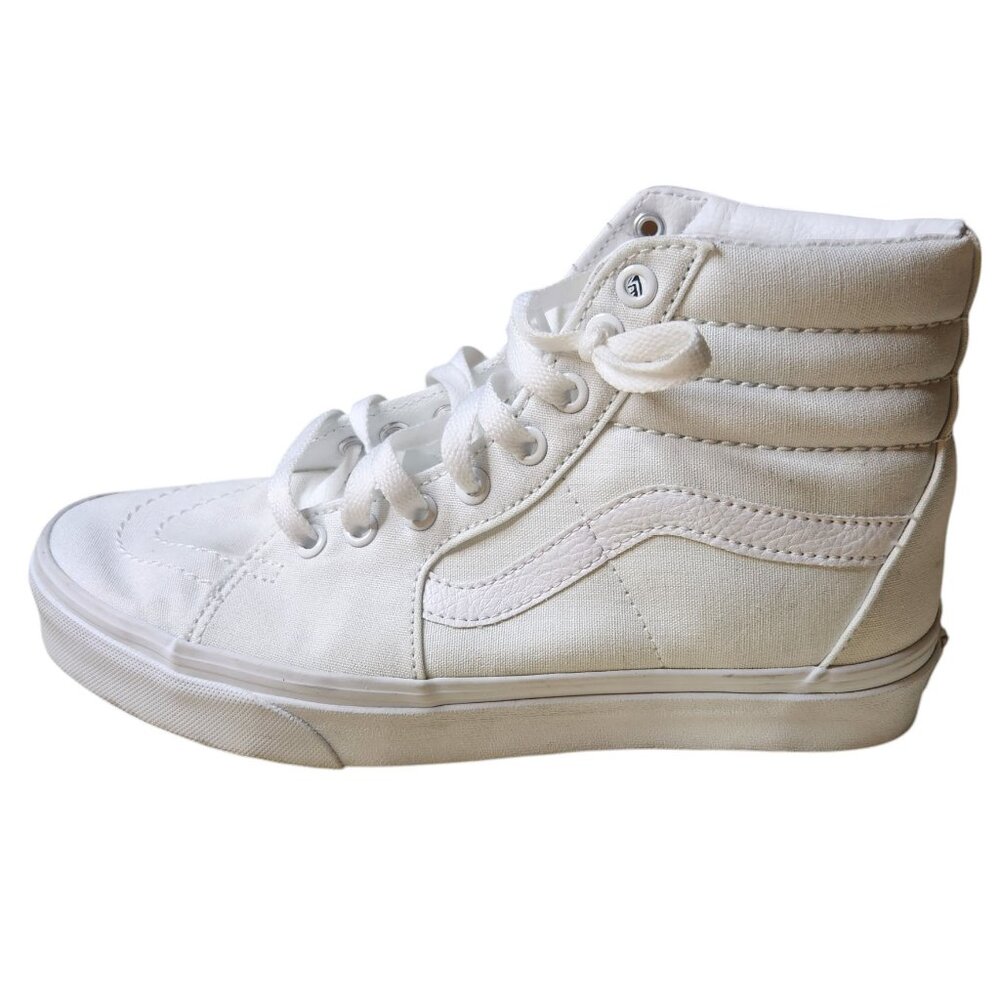 Vans White High-Top Sk8-Hi Canvas Sneakers